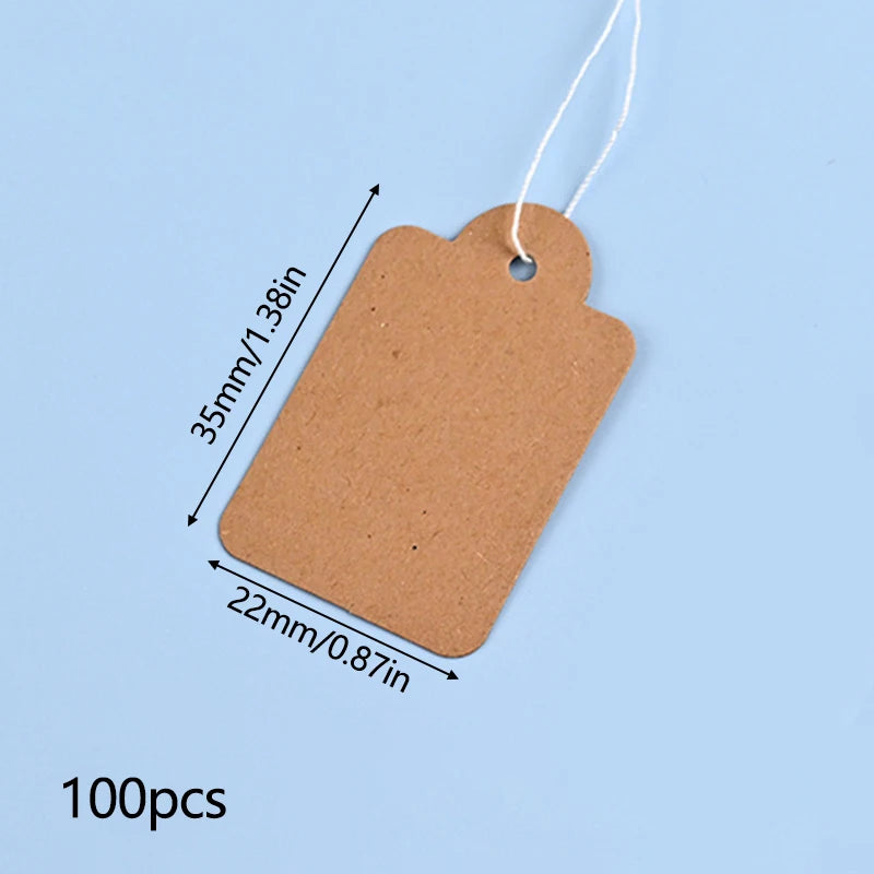 Blank Square Tags with String, Universal Kraft Paper Cards for