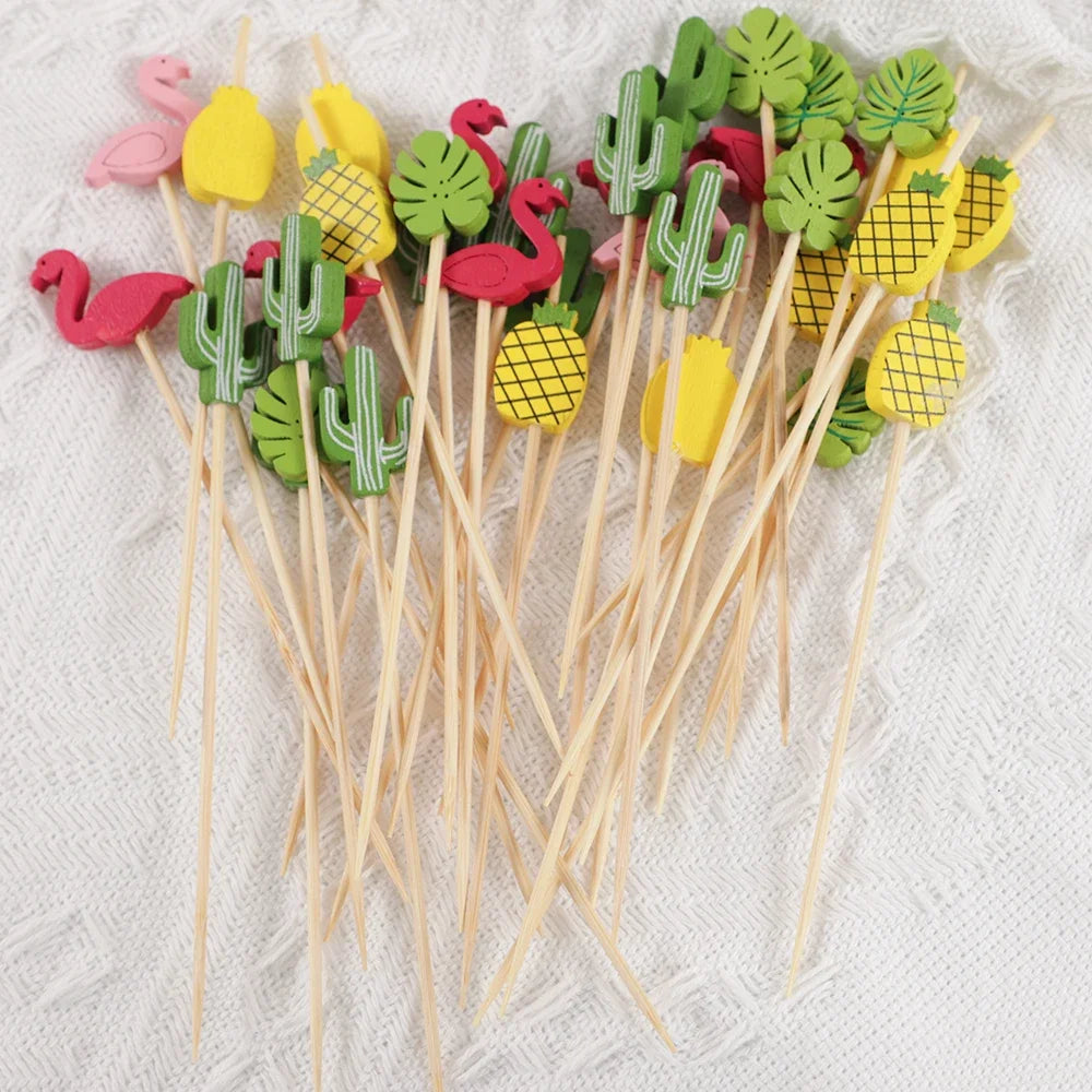 Disposable bamboo food pieces pineapple dessert fruit sticks f 