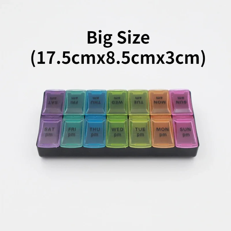 Weekly Portable Travel Pill Box 7 Days Organizer 14 Grids Cont