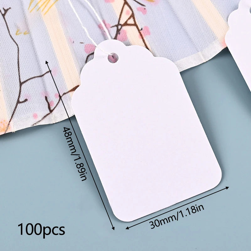 Blank Square Tags with String, Universal Kraft Paper Cards for