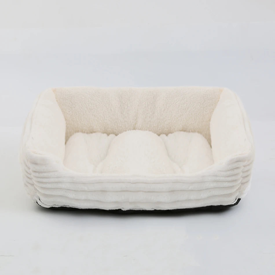 Square Plush Dog Cat Bed Sofa Bed for Medium and Small Dogs 