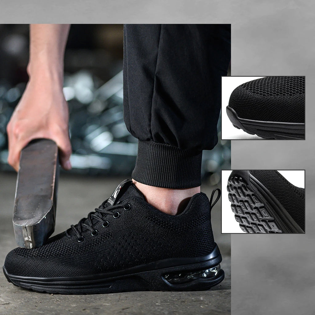 Zapatos de seguridad con amortiguación de aire para hombres y mujeres, zapatill