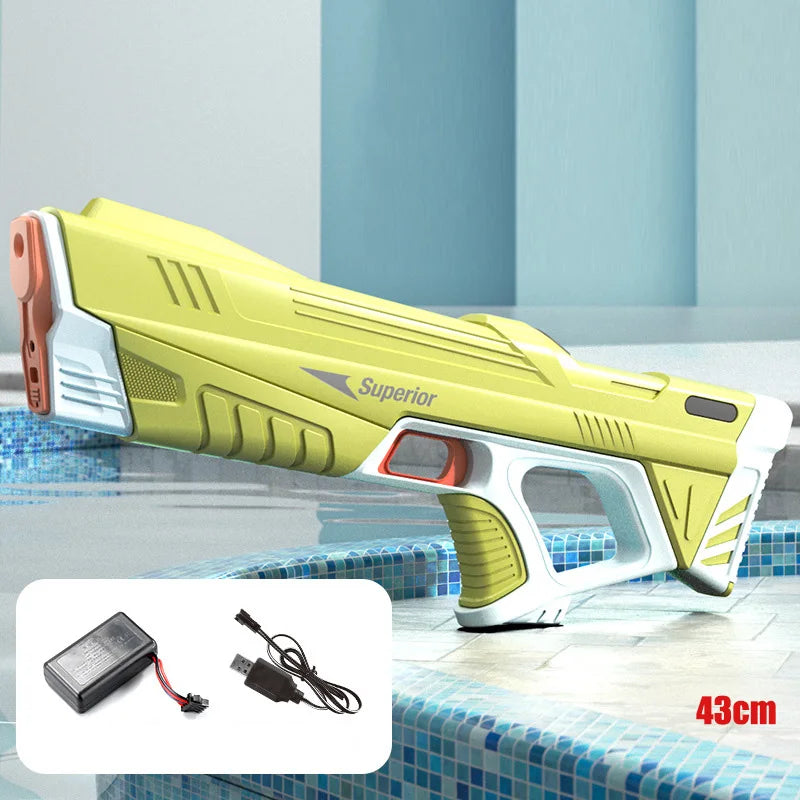 Pistola de almacenamiento de agua automática eléctrica completa para niños, juguetes portátiles para niños, playa de verano, lucha al aire libre, juguetes de fantasía para niños, juego para niños, 43cm