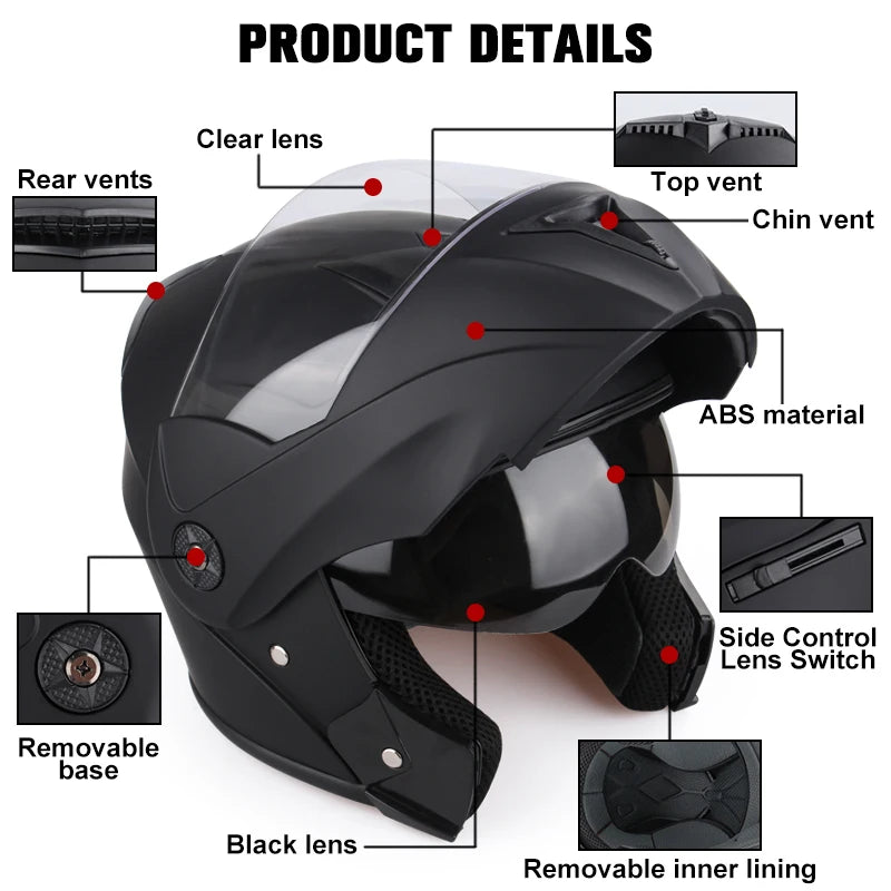 Uchoose Unisex Motorcycle Helmet Double Lens Secci? 