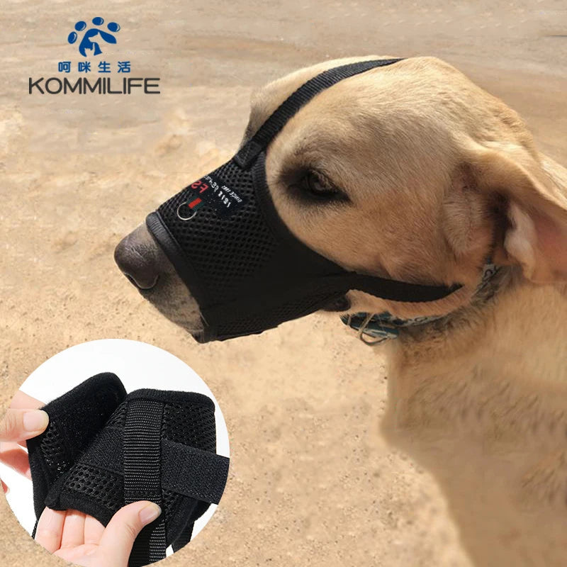 KOMMILIEF Adjustable Anti-fall Dog Muzzle, Breathable Mouth Cover for Dogs 