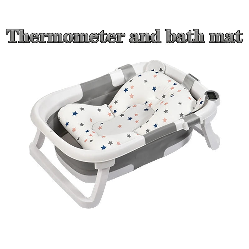 Cubo de baño de silicona para bebé, accesorio plegable con sensor de temperatu