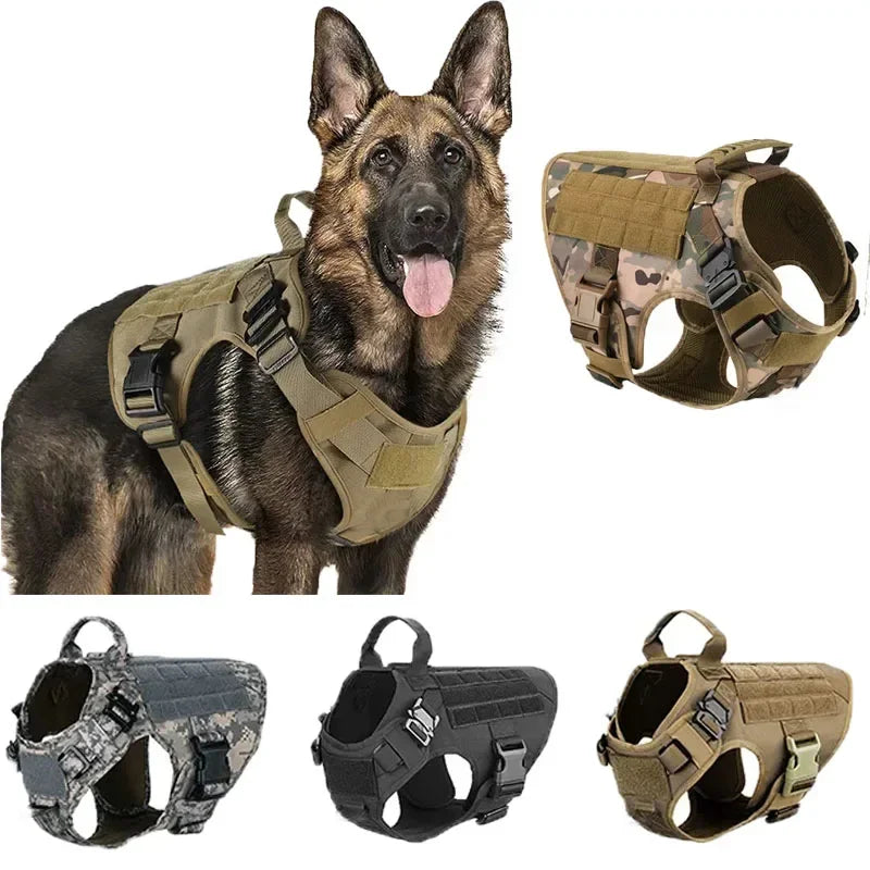 Military Tactical Large Dog Harness with Rope Reflective Handle Rop 