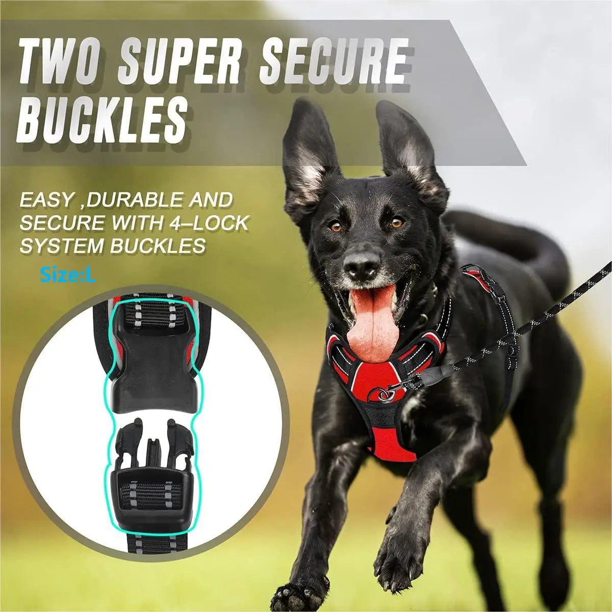 Heavy Duty Reflective Dog Harness No Pull Front Clip for Large Dogs