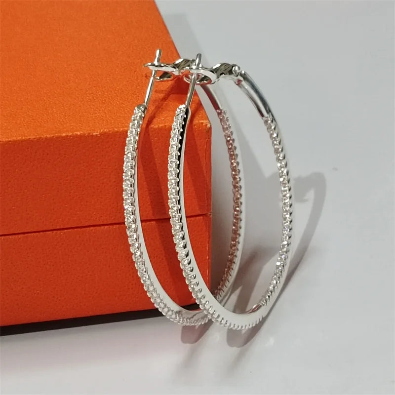 Senlissi Diamond Hoop Earrings for Women 925 Silver Earrings with din 