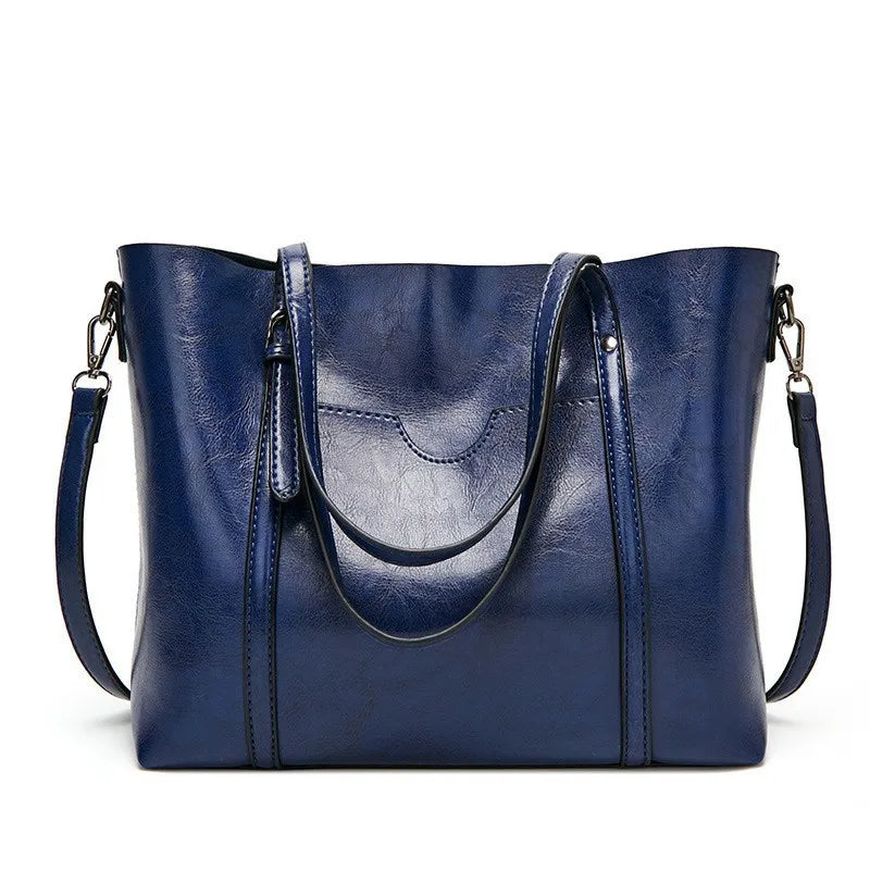 Bolsos de hombro de cuero con cera de aceite para mujer, bolso cruzado Vintage,