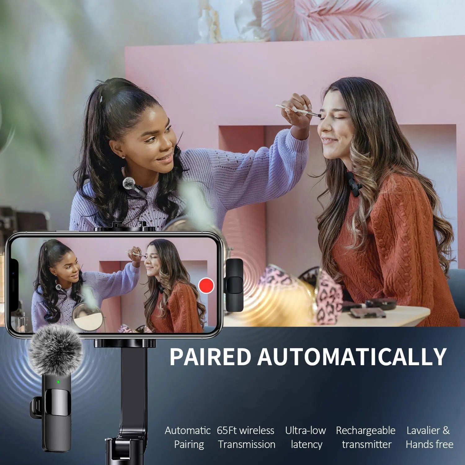 Wireless Lavalier Microphone for Mobile Phone Mini Recording Microphone