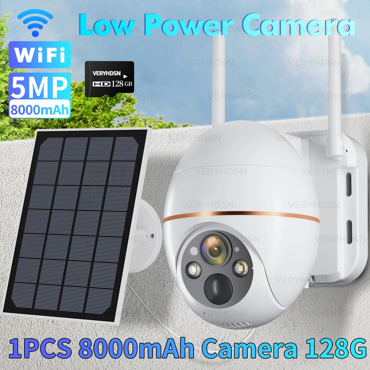 Cámara IP Solar de 5MP con WIFI, videocámara de vigilancia PTZ con batería de 8000mAh, inalámbrica, PIR, seguimiento de personas, CCTV para exteriores, HD, resistente al agua, Zoom 5X camara de vigilancia y ver por el