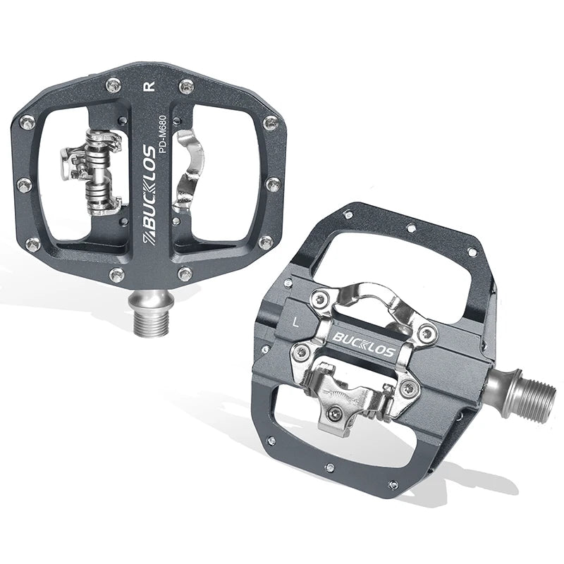 BUCKLOS PD-M680 Double Flat &amp; Lock MTB Bike Pedals 