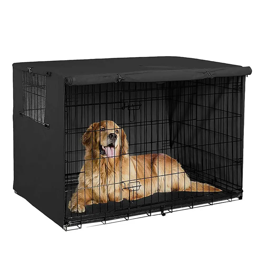 Waterproof Dog Kennel Cover Pet Cage with Two Doors 