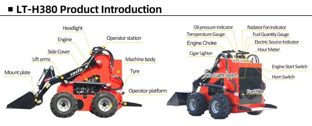 Small Rubber Tracked Skid Steer Loader Fork Skid Steer Loader 