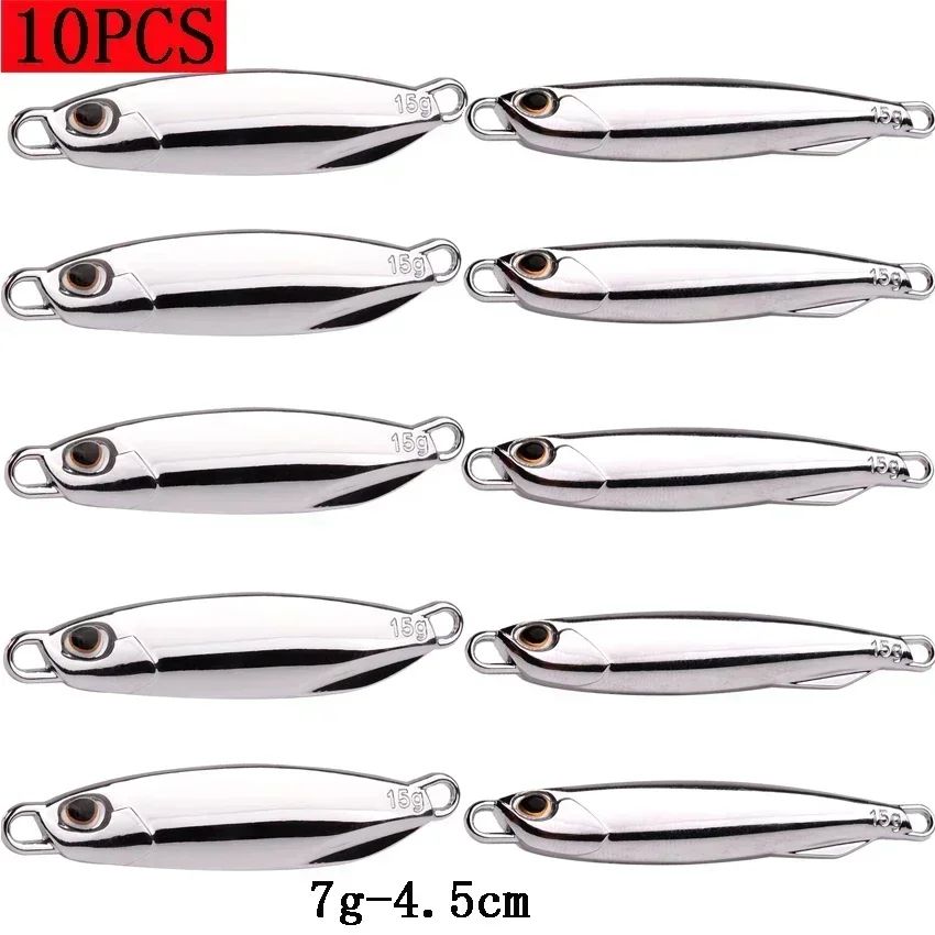 Juego de Señuelos de Pesca, 10 Uds., plantillas de 20G, 30G, 40G, Jigbait, señuelo de Pesca chapado en plata, señuelos fundidos en la orilla, cebo de Metal, señuelo de Pesca Artificial