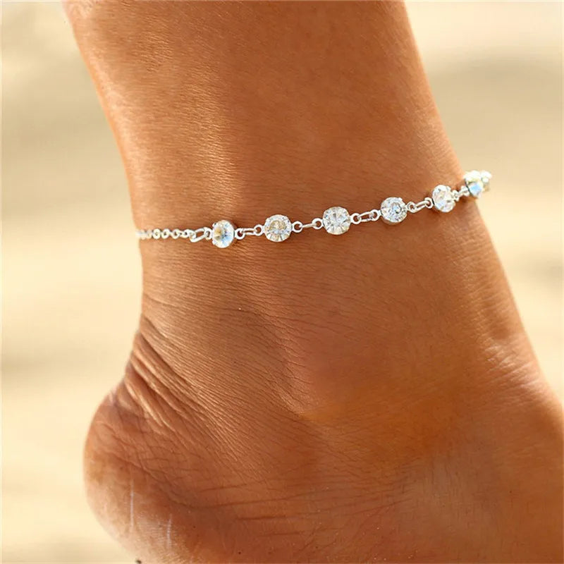 Huitan Imitation Chain Anklets for Women Luxury Pl Color Bracelet 