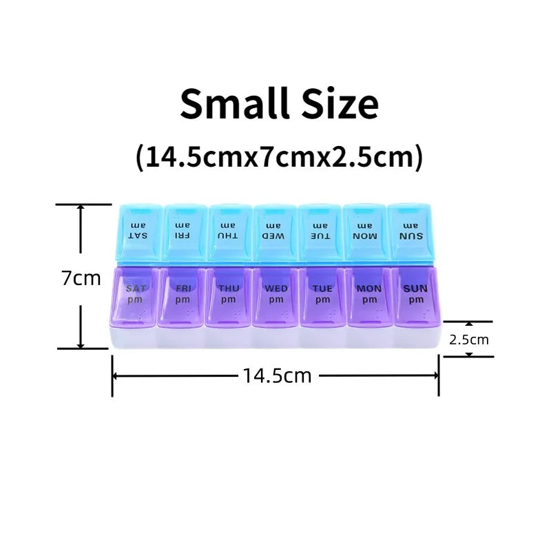 Weekly Portable Travel Pill Box 7 Days Organizer 14 Grids Cont