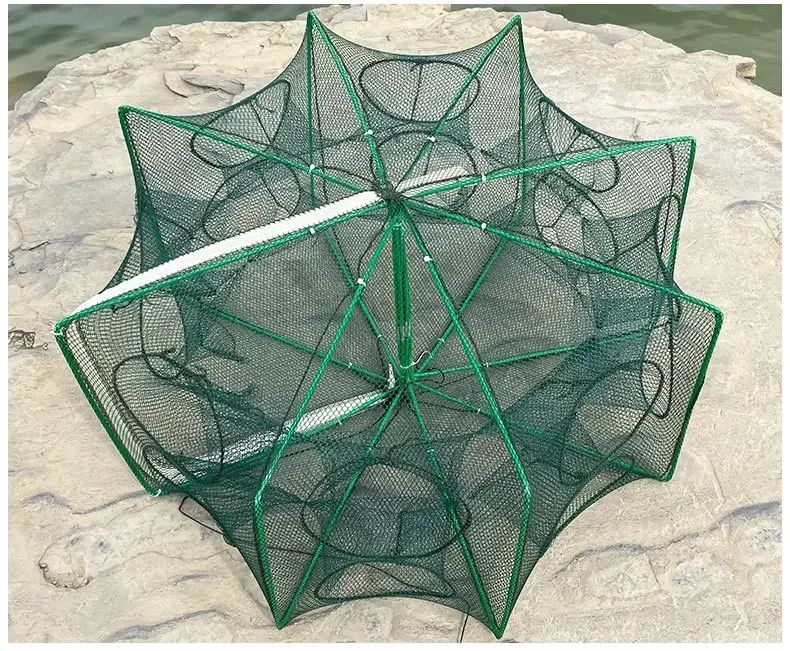 Malla para red de pesca/aparejos/jaula plegable, recogedor de cangrejos, red de pesca, cangrejo, cangrejo, camarones, fusión, alquillas, trampas de pesca
