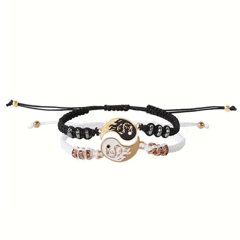 Pulseras de mejor amigo para 2 pulseras de cordón ajustable a juego, Yin Yang,