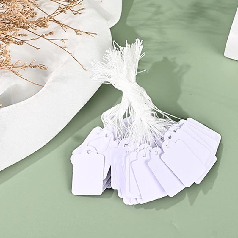Blank Square Tags with String, Universal Kraft Paper Cards for