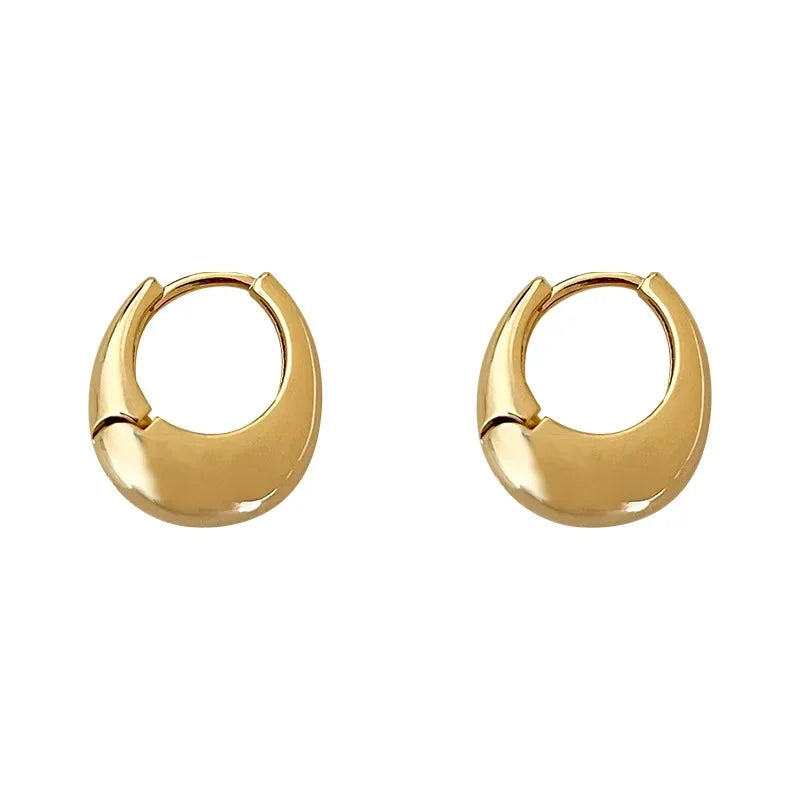 Gothic Simple Wide Piercing Hoop Earrings for Women Gold Silver Color 