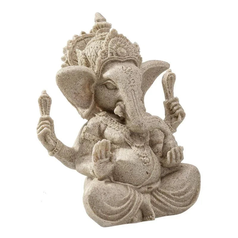 Sandstone Ganesha Buddha Elephant Statue Handmade Sculpture 