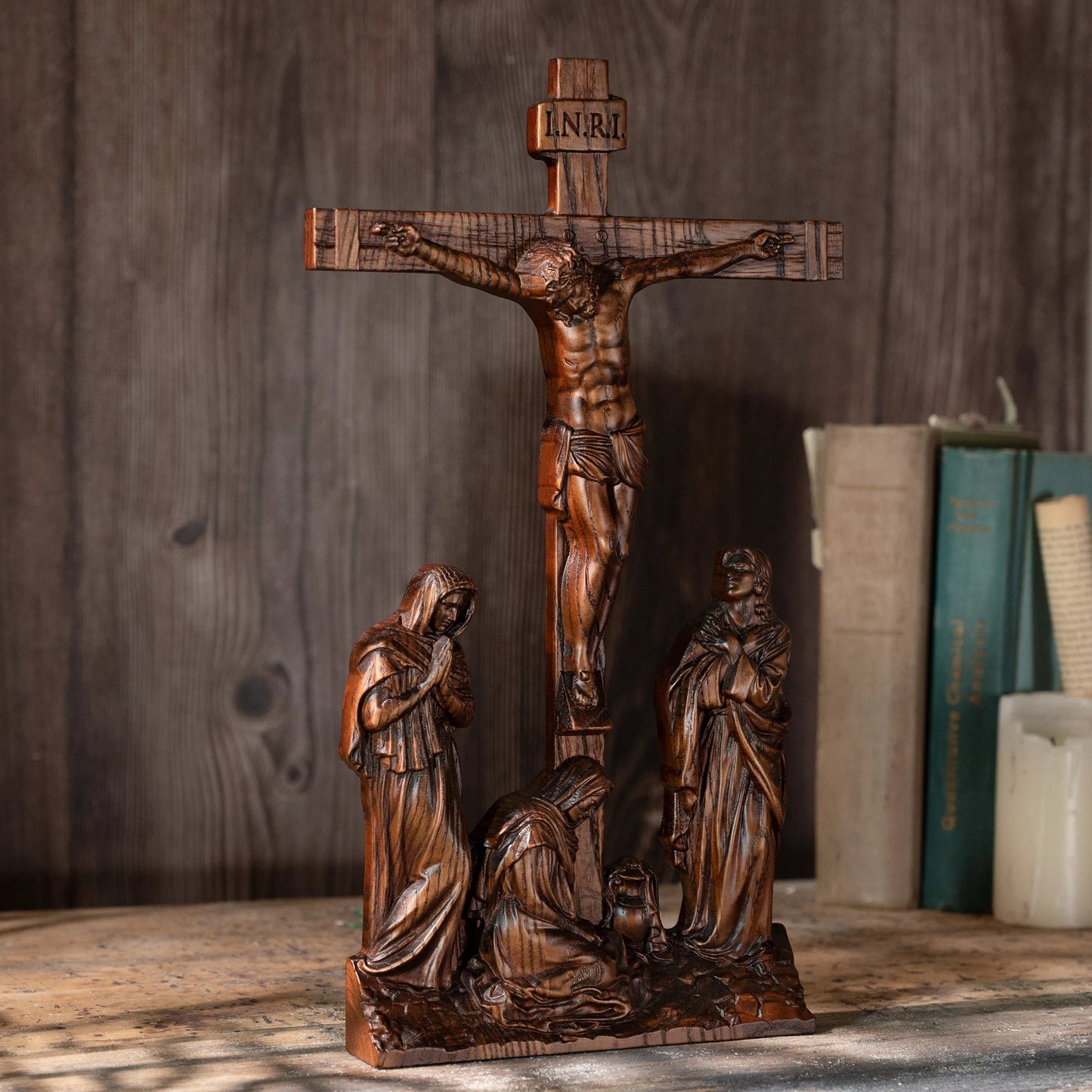 Catholic scene of Jesus and crucifix, ornaments, Jesus was crucified, decoration 