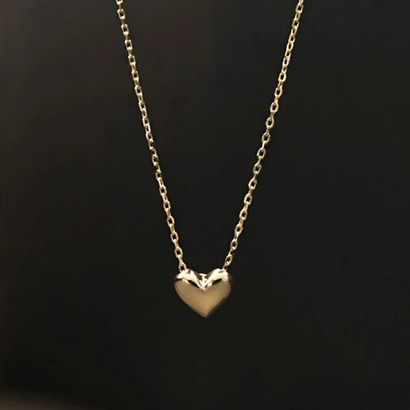 Collar de plata de ley 925 con colgante de corazón brillante para mujer, chapad