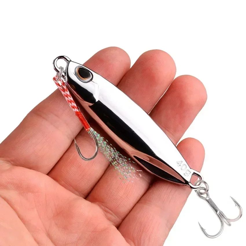 Juego de Señuelos de Pesca, 10 Uds., plantillas de 20G, 30G, 40G, Jigbait, señuelo de Pesca chapado en plata, señuelos fundidos en la orilla, cebo de Metal, señuelo de Pesca Artificial
