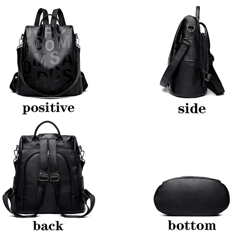 Mochila De cuero suave para mujer, morral escolar de gran capacidad, antirrobo