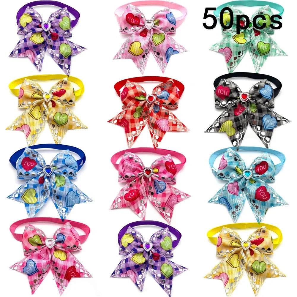 50 Pieces Cute Valentine's Day Dog Bow Pet Cute Dog Fi