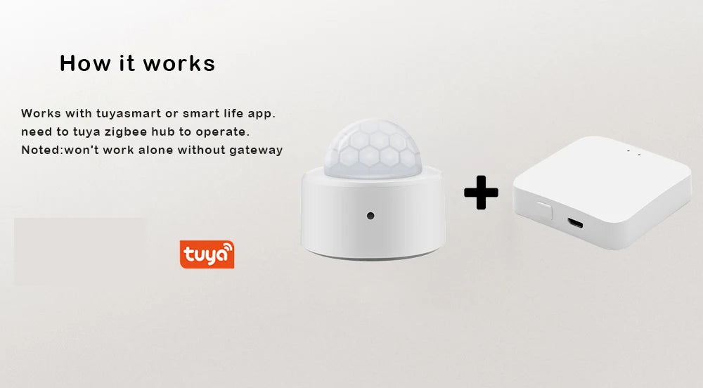 Tuya-Mini Detector de movimiento PIR 2 en 1 Zigbee + luz Lux brillante, Sensor d