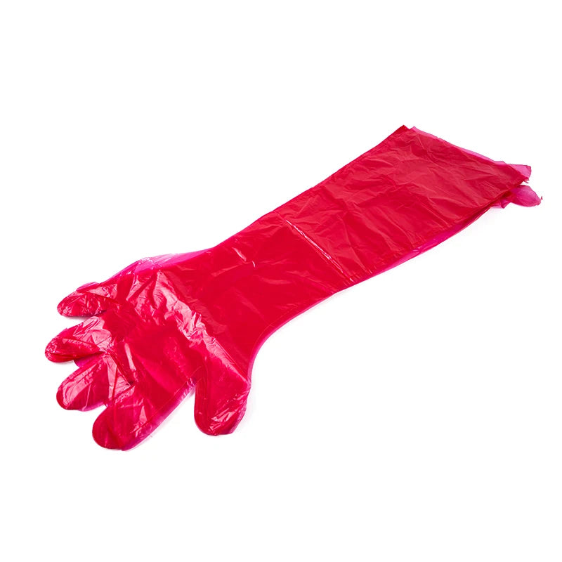 50 piezas Guantes largos de brazo Rectal para inseminación veterinaria, desechables, 50 p