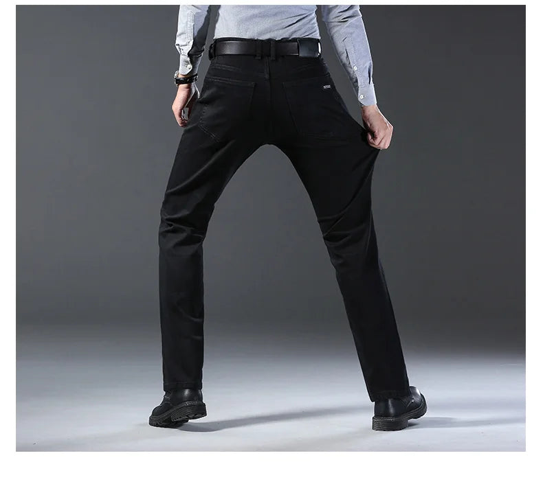 Wthinlee-pantalones vaqueros de negocios para hombre, Jeans informales, elásticos, clásicos, azules y negros, ropa de marca