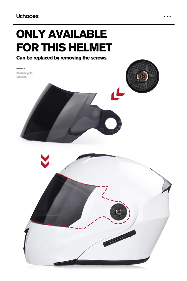 Uchoose Unisex Motorcycle Helmet Double Lens Secci? 