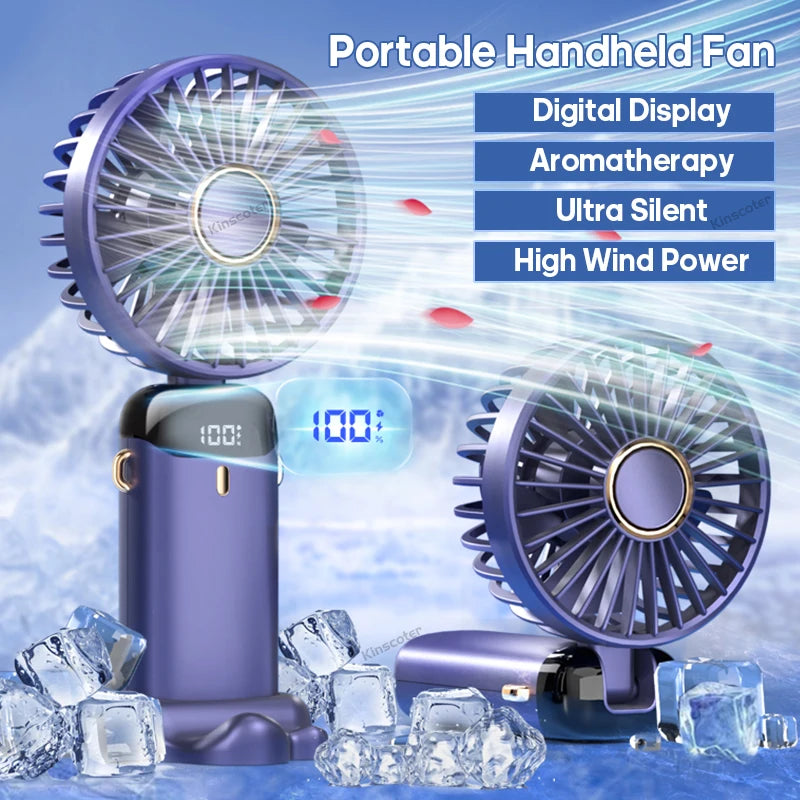 Mini USB Handheld Fan Portable Folding Neck Hanging Fan 