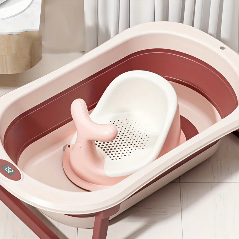 Cubo de baño de silicona para bebé, accesorio plegable con sensor de temperatu