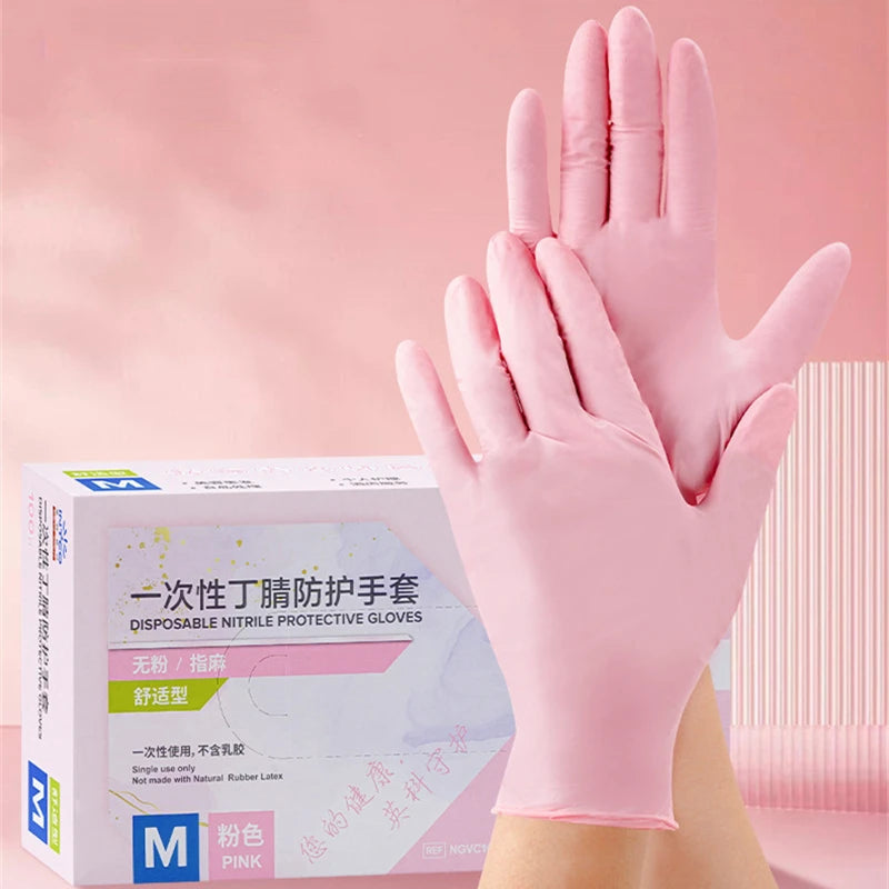 Guantes desechables de nitrilo, paquete de guantes de nitrilo sin látex en polv
