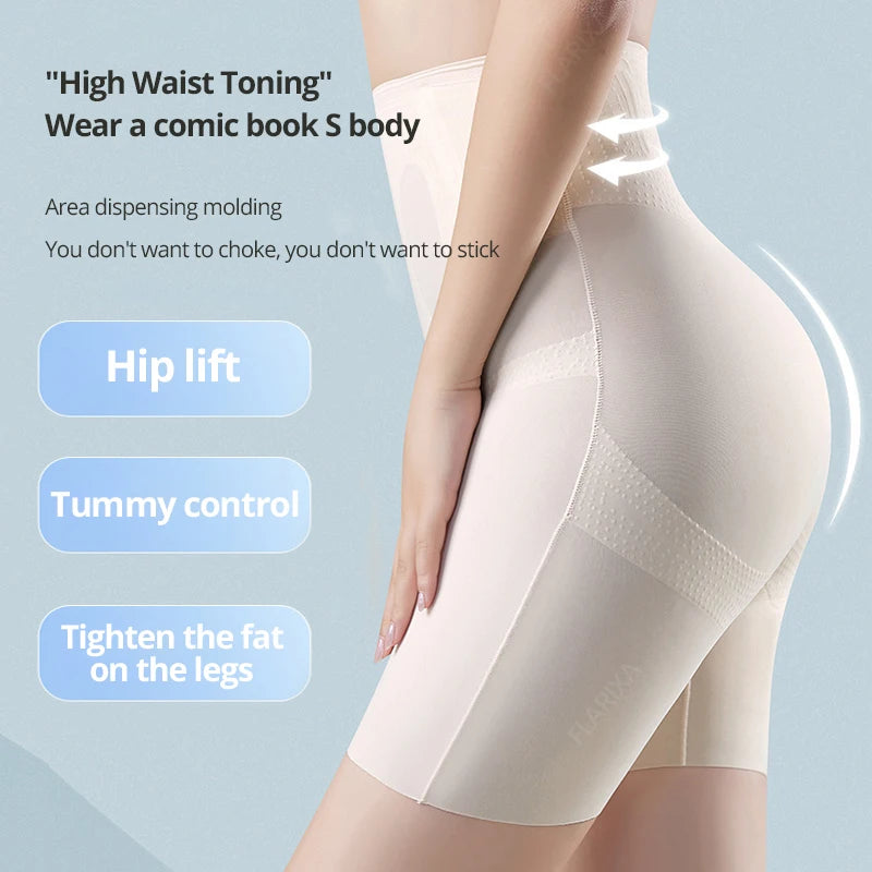 Flarixa Ultra-thin Ice Silk Shapewear High Waist Slimming Belly Panties Women Tummy Control Underwear Safety Underskirt Pants 