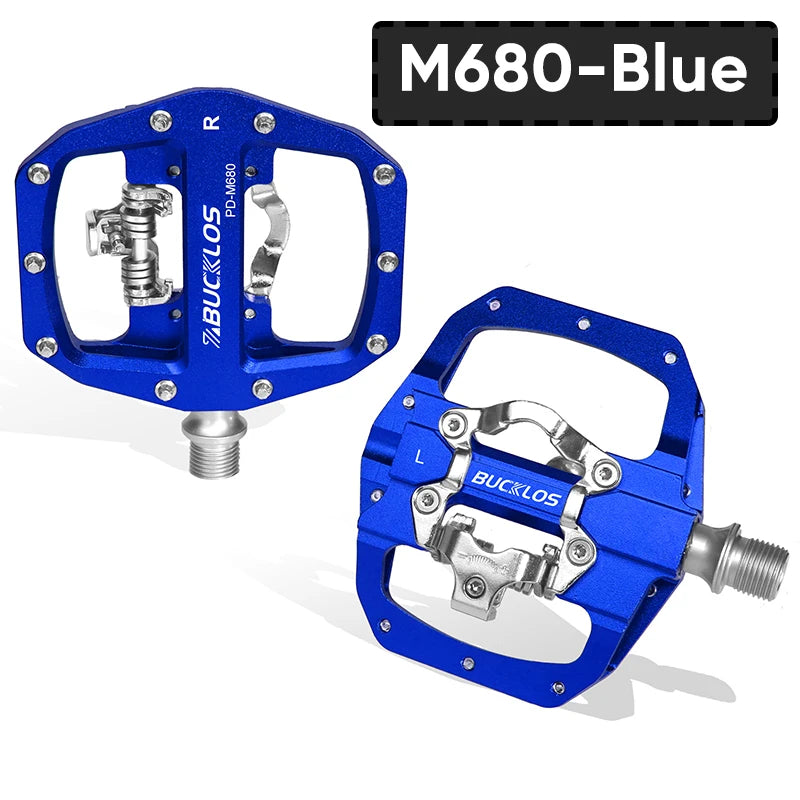 BUCKLOS PD-M680 Double Flat &amp; Lock MTB Bike Pedals 