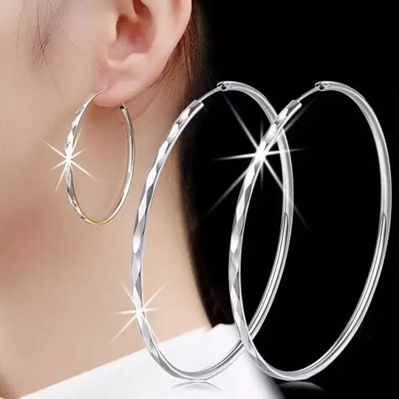 Pendientes de aro grandes de plata de ley 925 para mujer, aretes de lujo de 5CM, dijes originales, joyería de diseñador para fiesta y boda, regalos