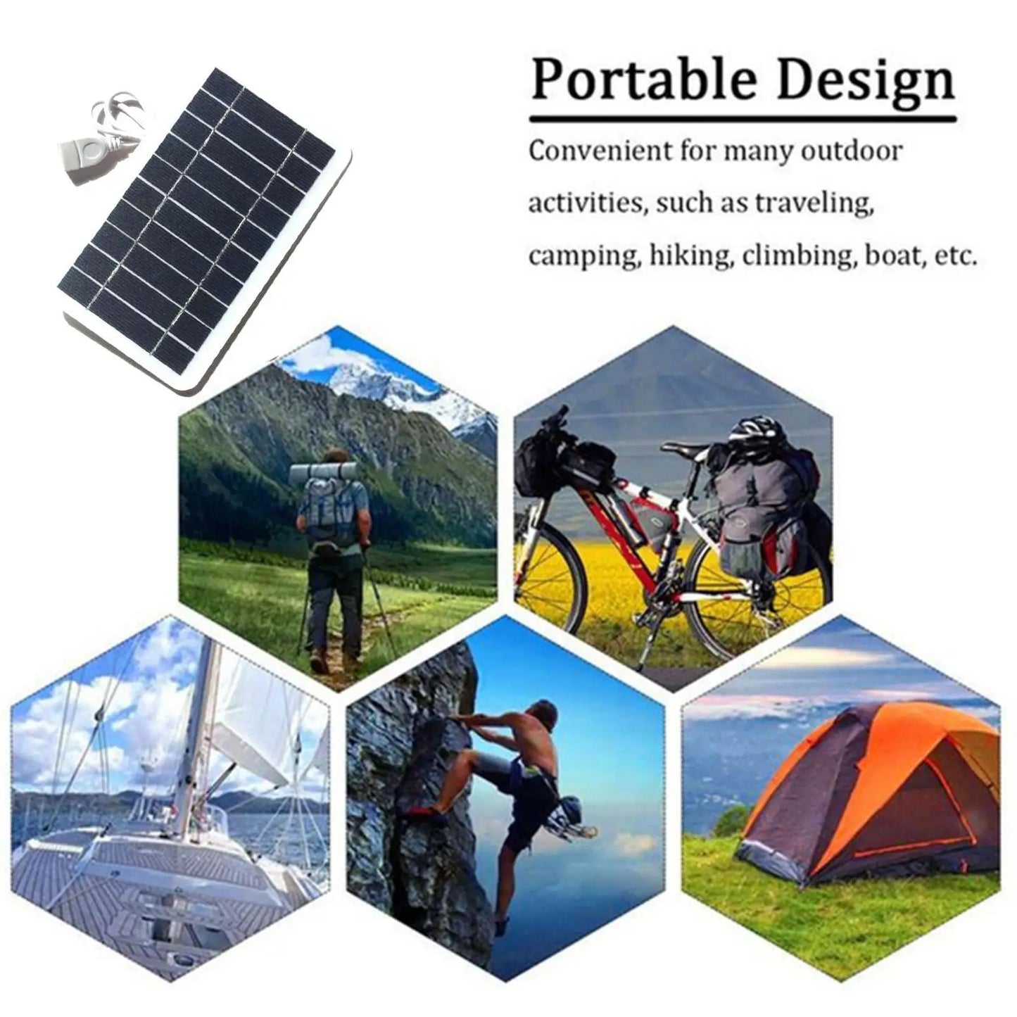 Panel Solar portátil de 5V y 2W, placa Solar con carga segura USB, estabiliza el cargador de batería para teléfono, Banco de energía, Camping al aire libre, hogar