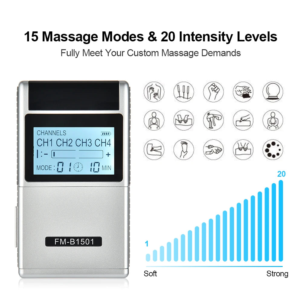 15 Modes EMS Electrical Muscle Stimulator TENS Physiotherapy Therapy Machine 