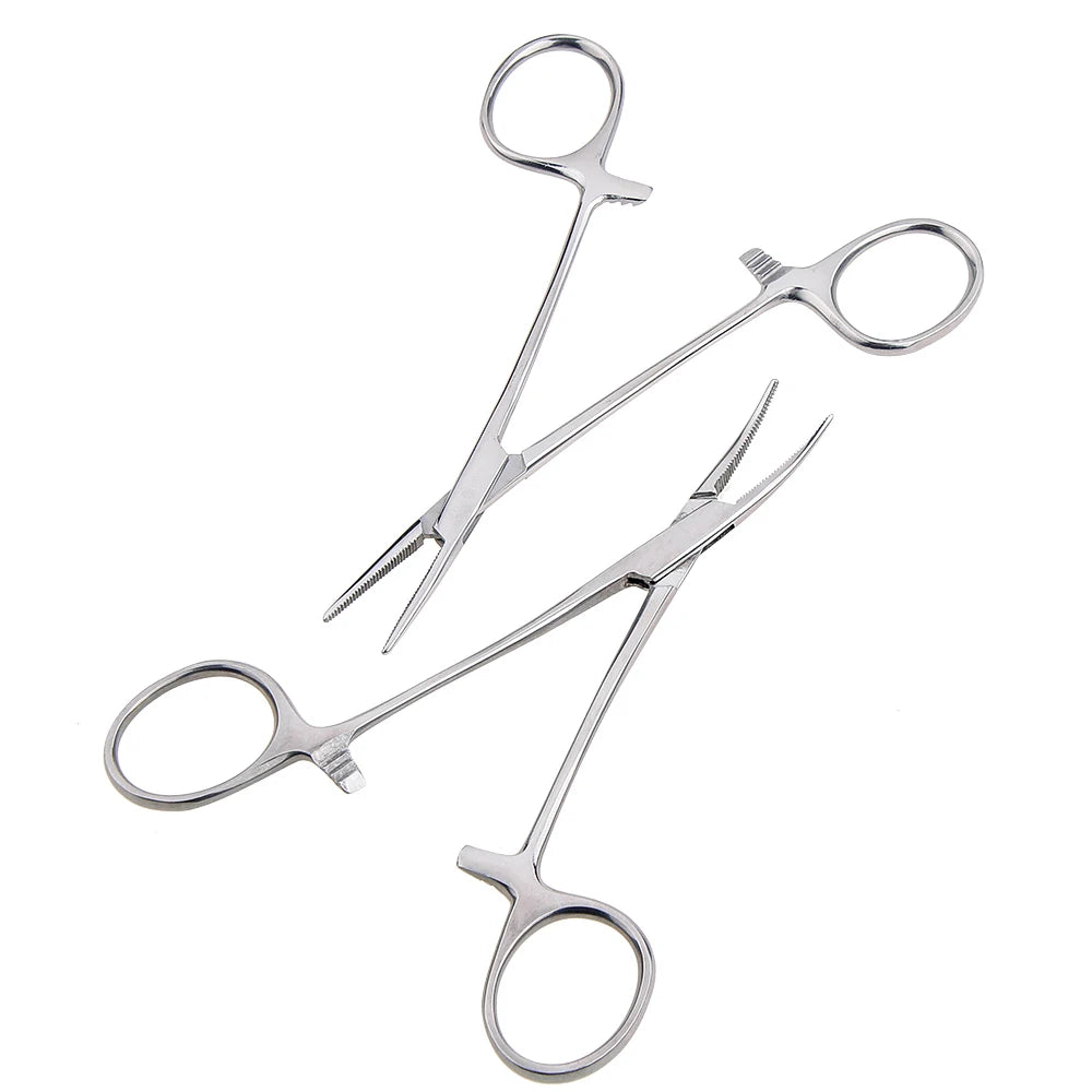 Pinza hemostática para cortar el pelo de mascotas, Alicates de bloqueo de pesca, herramientas de depilación, cortador de Punta curva/recta, 12,5, 16, 18cm