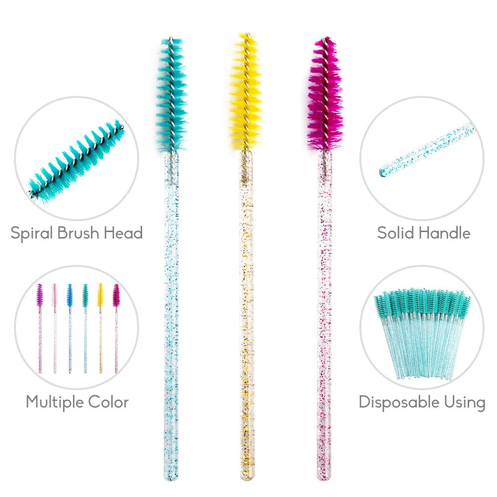 Disposable Mascara Wands Eyelash Applicator Brush Spoolies for Ext 