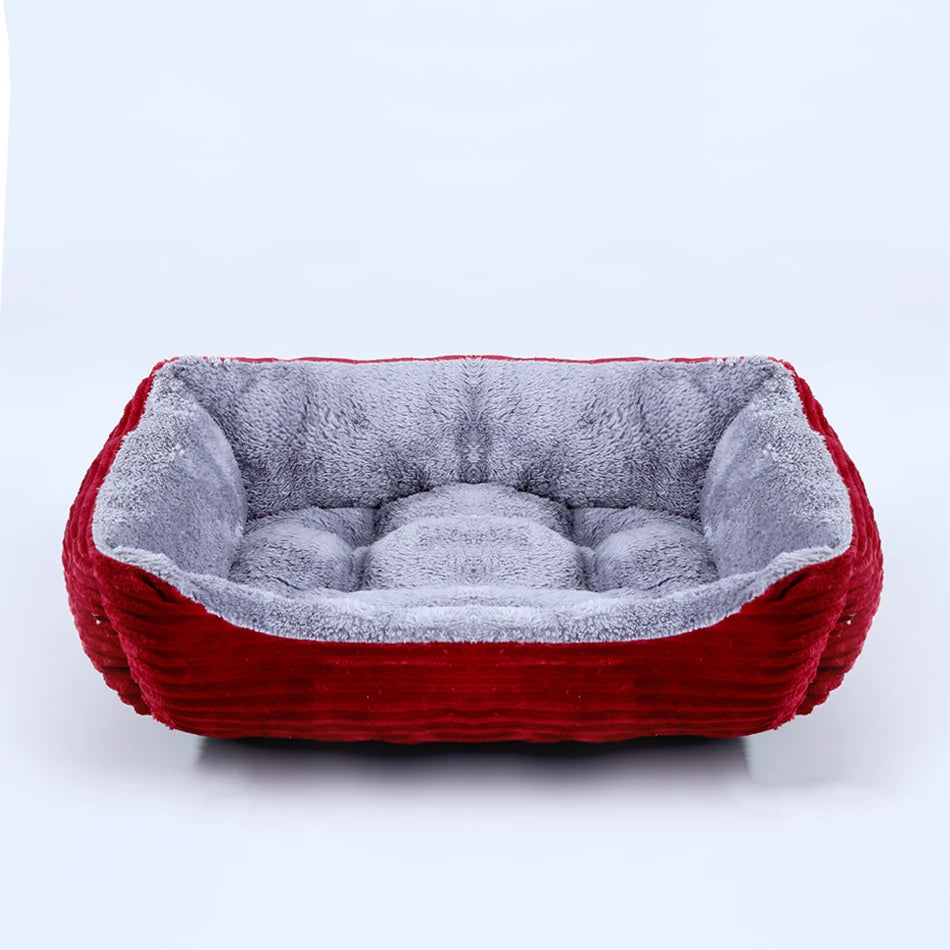 Square Plush Dog Cat Bed Sofa Bed for Medium and Small Dogs 