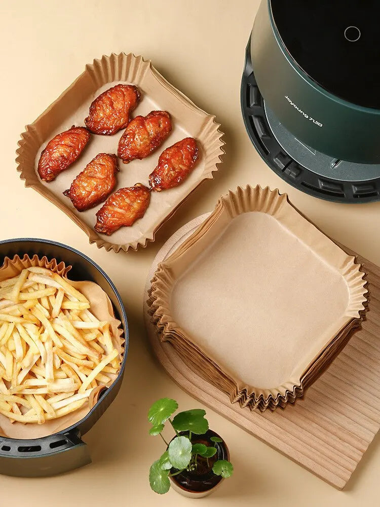 50pcs Disposable Air Fryer Parchment Paper Wood Pulp 