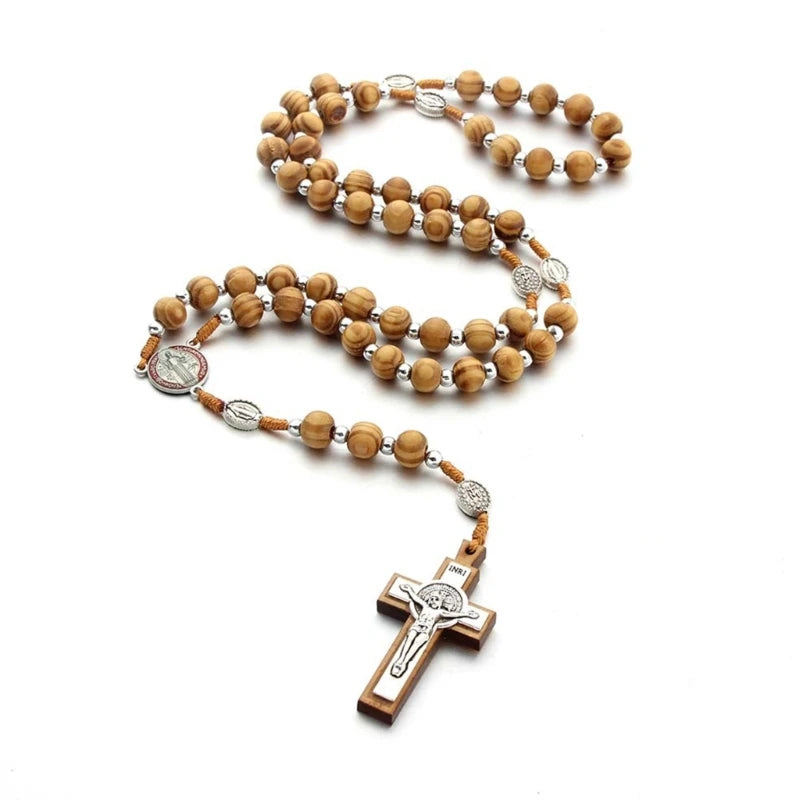 KX4B Religious Rosary Prayer Necklace for Men Women Madam Beads 