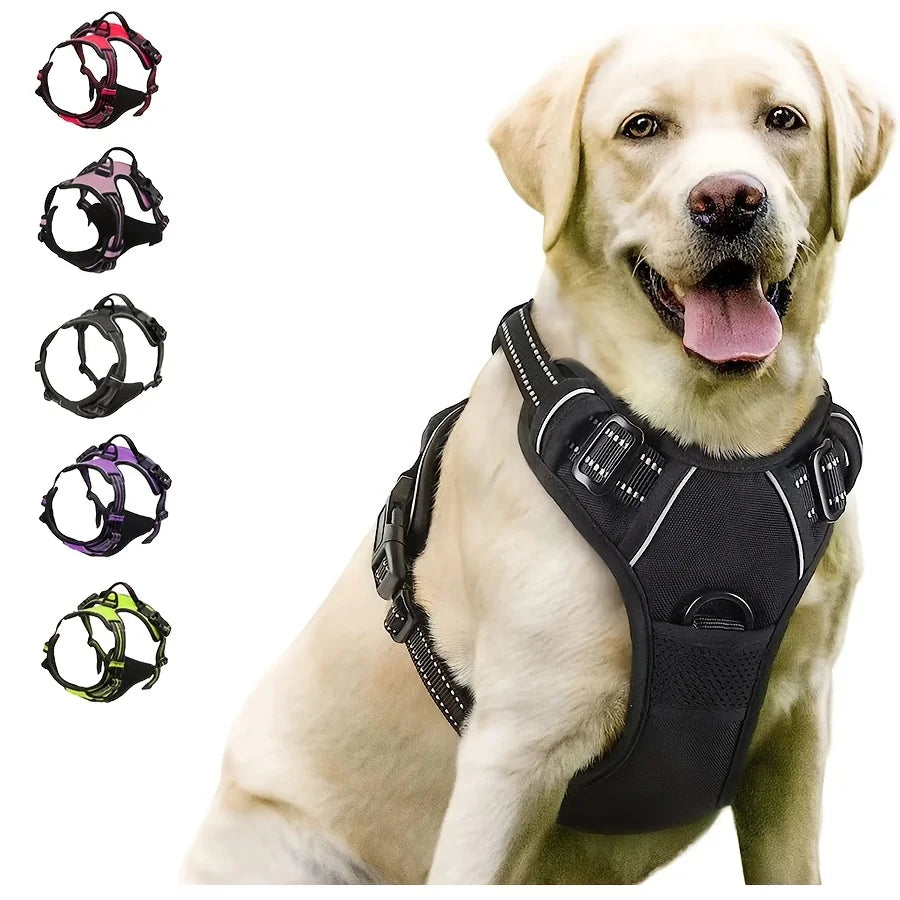 Heavy Duty Reflective Dog Harness No Pull Front Clip for Large Dogs